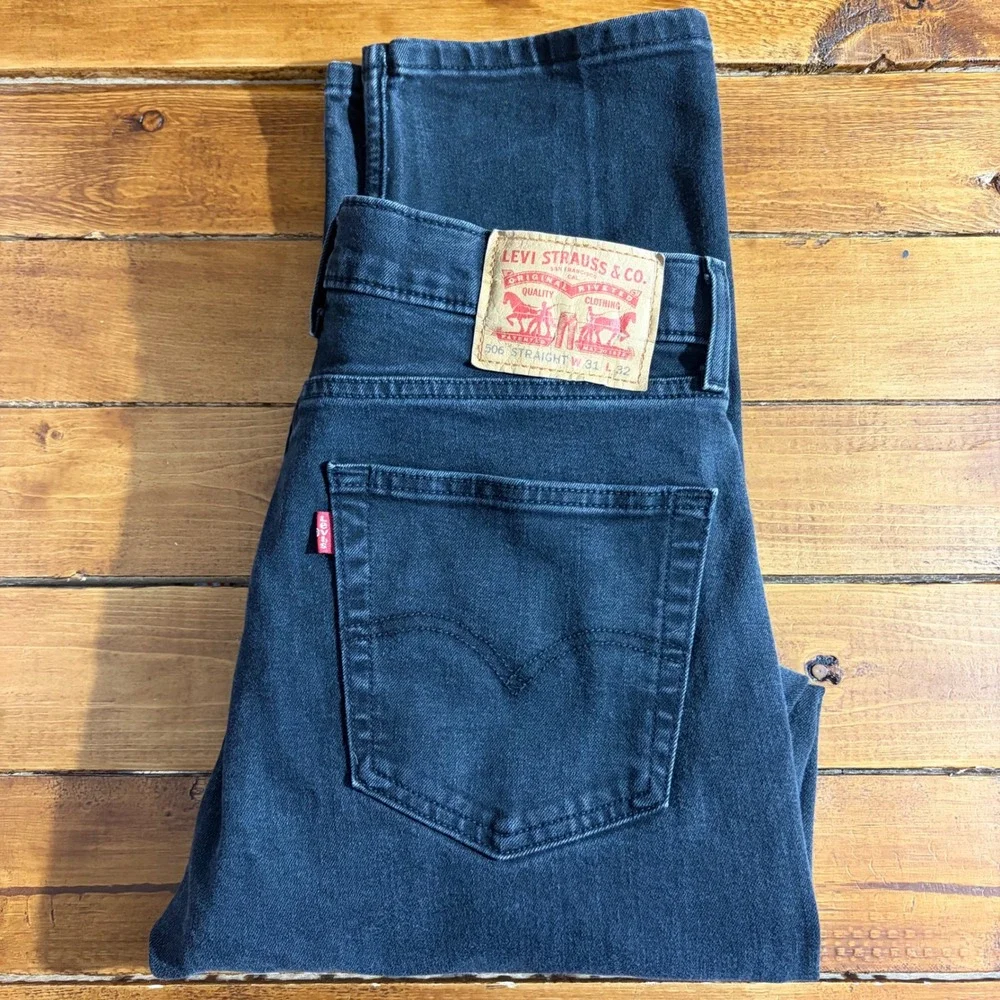 Levi's 506 Jeans Men 31x32 (Fits 31x31) Black Denim Straight Leg Casual Workwear